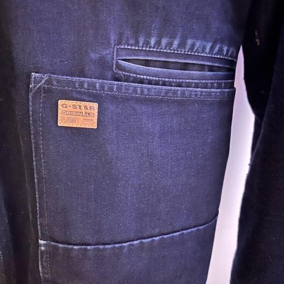 G-star Raw Faeroes PM  Wool and Denim Jacket with Hood in Navy Blue - Picture 3 of 5
